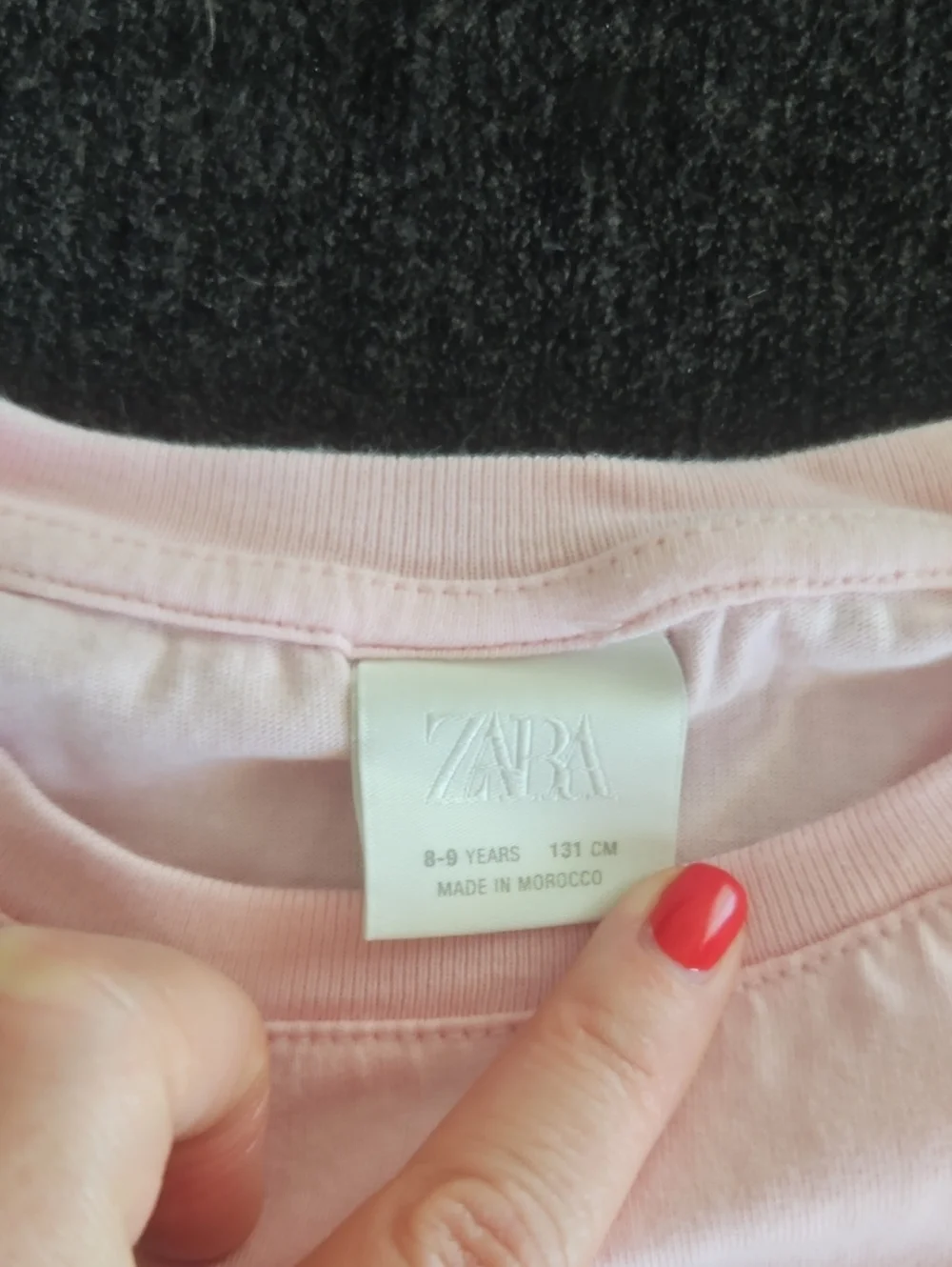 Zara Girls' Light Pink Short Sleeve Tee with Blue Bow Accents